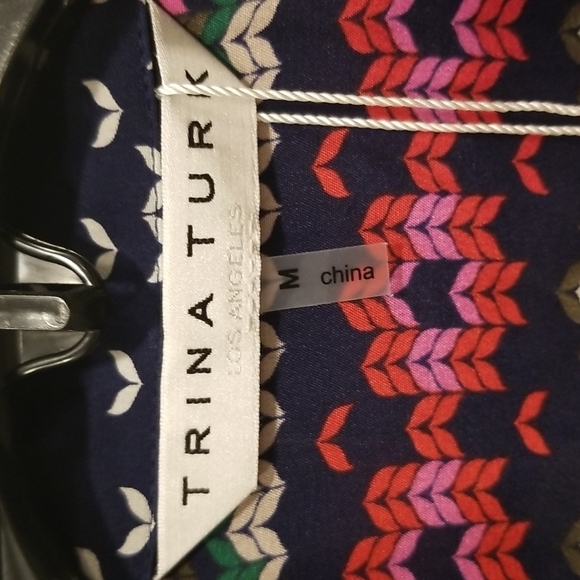 💕TRINA TURK💕 Ira 3 100% Silk Pajama Style Top ~ Fairisle Print Medium M NWT - Picture 14 of 16
